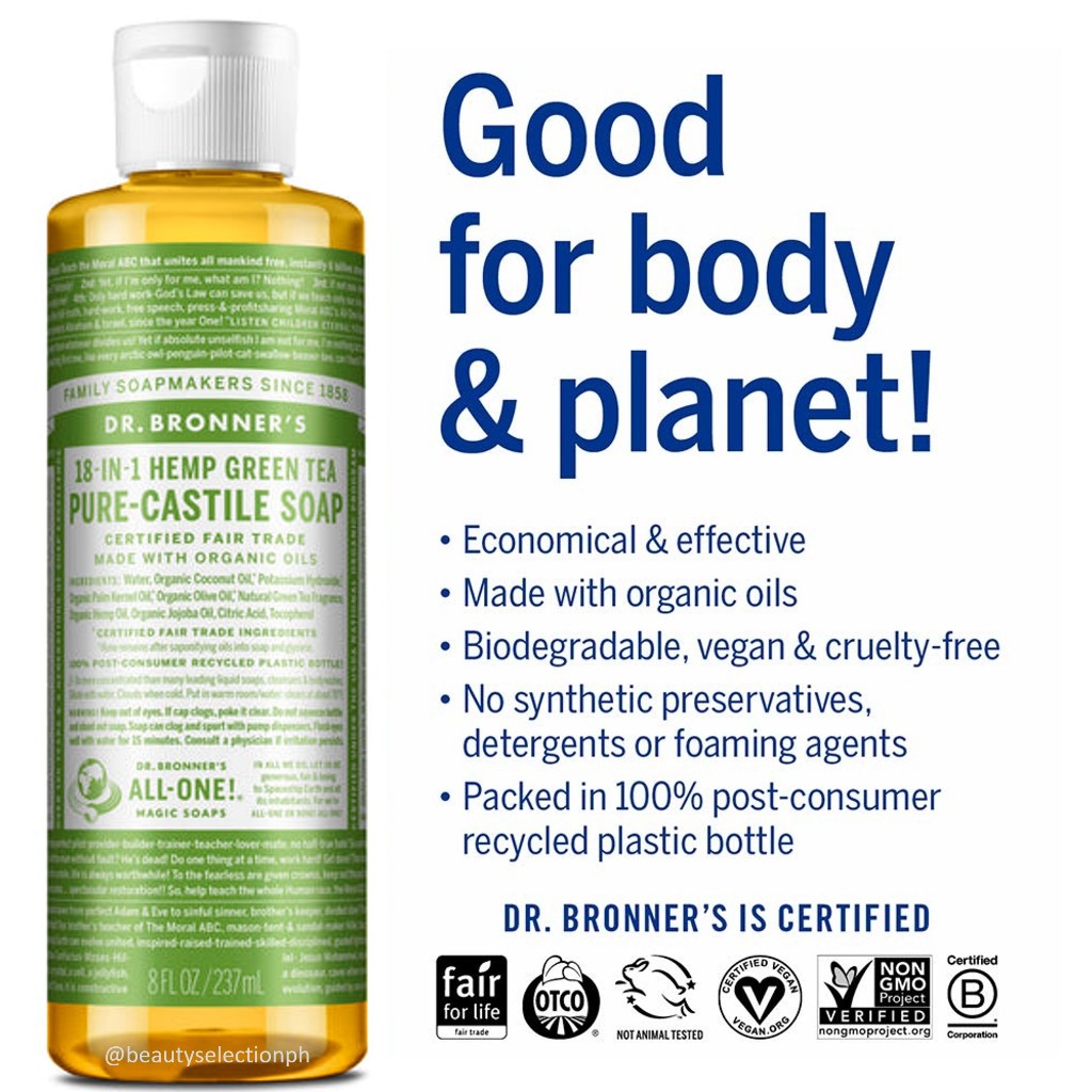 Dr. Bronner's Teebaumöl Flüssigseife – 100% Bio, 237 Ml, Vegan & Vielseitig Für Haut, Haare & Haushalt