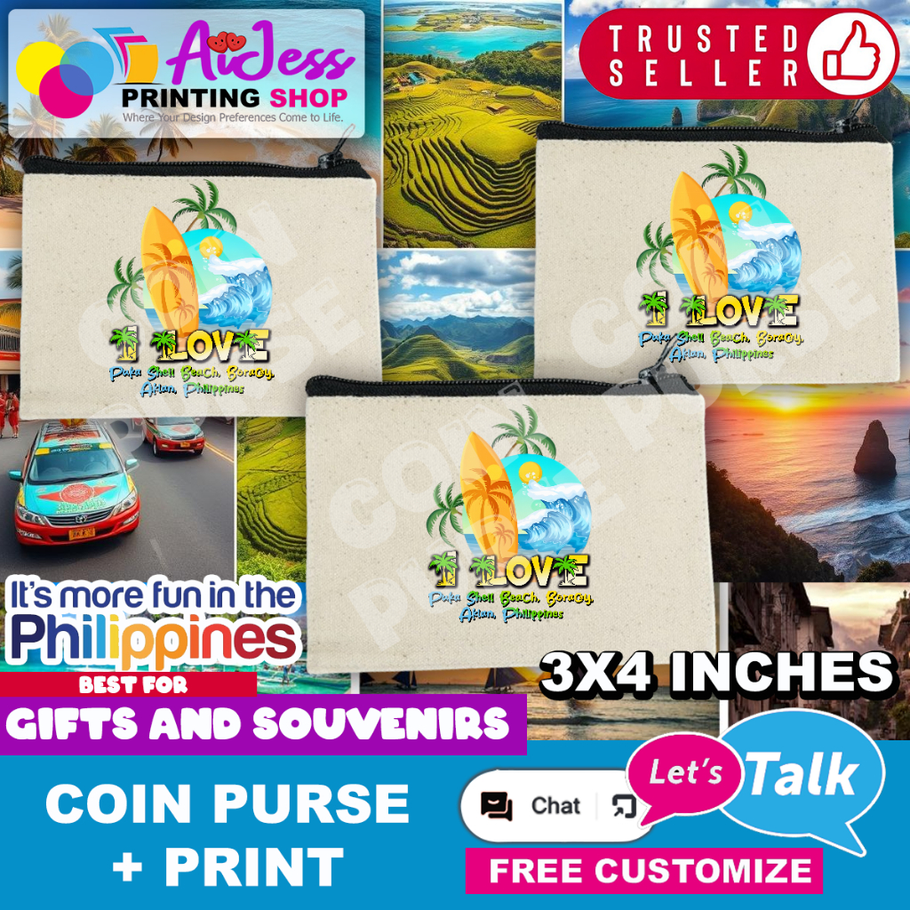 I LOVE Puka Shell Beach, Boracay, Aklan, Philippines COIN PURSE DESIGN ...