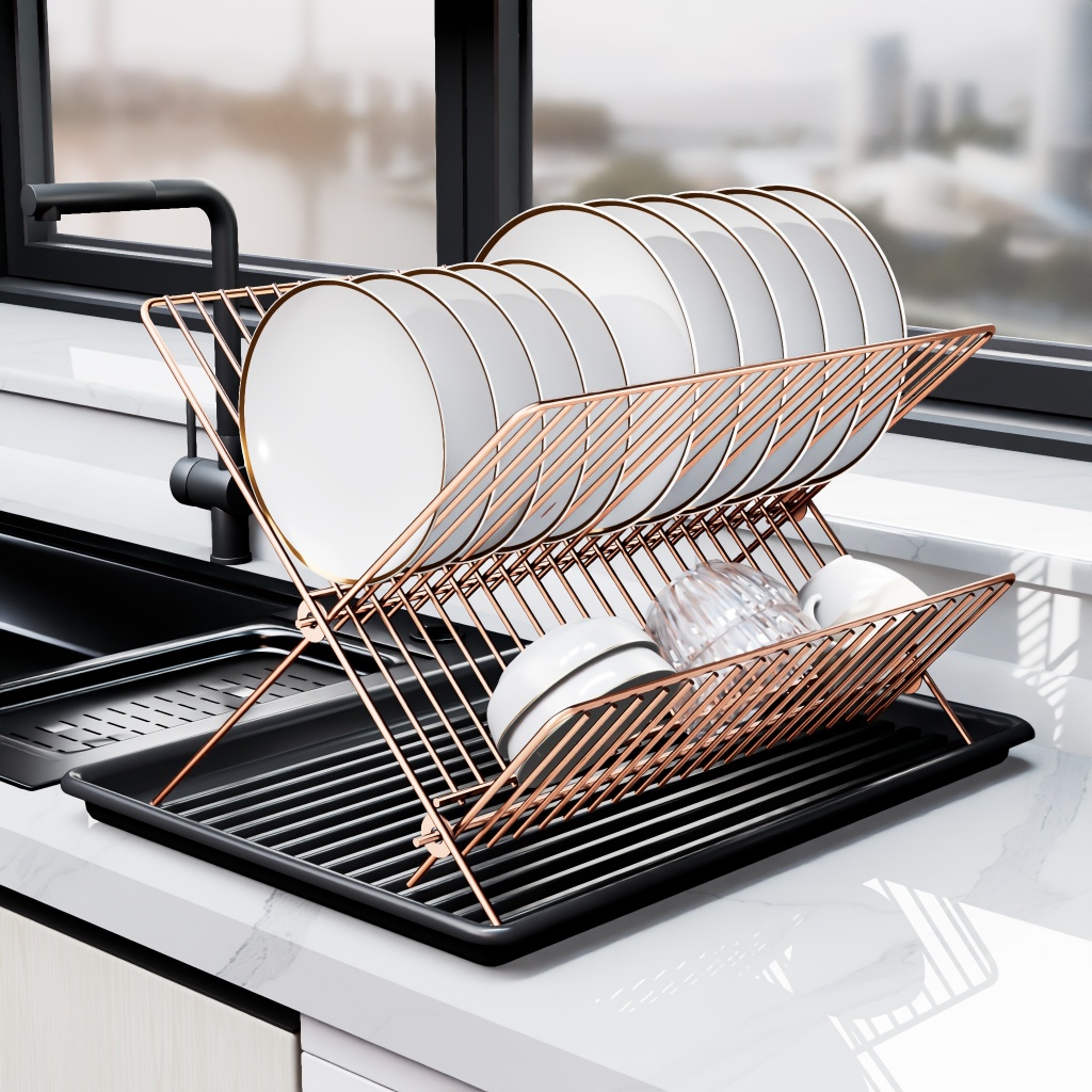 Kitchen Foldable Drain Rack Dish Storage Rack Stainless Steel Plate ...