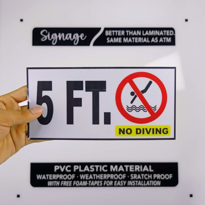 SIGNAGE - 5 FT. - NO DIVING SIGN - SWIMMING POOLS AND RESORTS SIGN ...