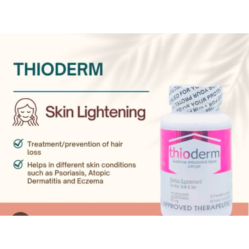 Thioderm - Glutathione,Antioxidants & Vitamin 500mg 30 chewable lozenges