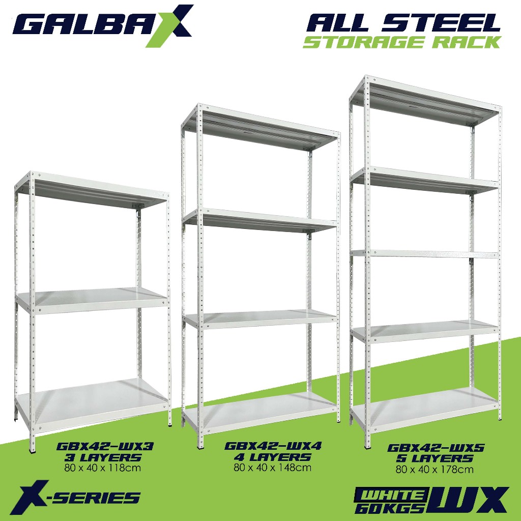 GBX All-Metal Storage Shelves 3, 4 and 5 Layers Adjustable Steel Rack ...