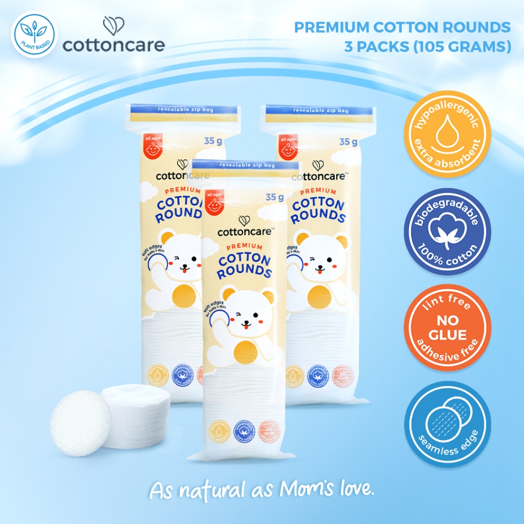 Cottoncare™ (210 Pcs) Premium Pure Cotton Rounds Seamless Edge Baby ...