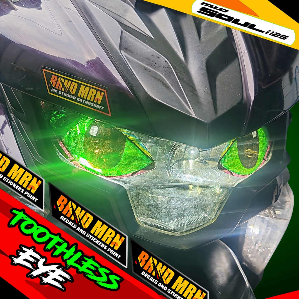 YAMAHA MIO SOUL I 125 HEADLIGHT TOOTHLESS EYE DECAL STICKER TINT ...