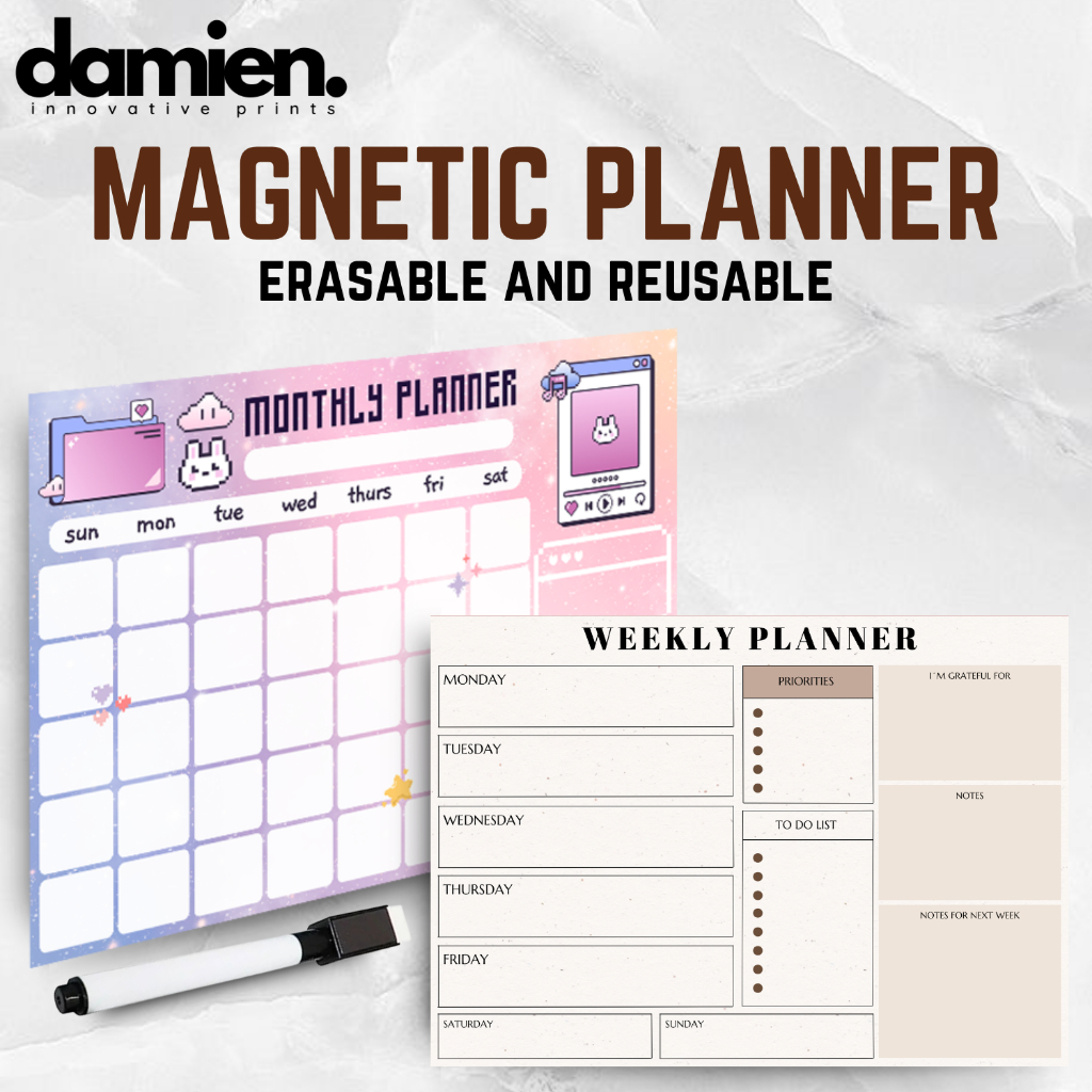 MAGNETIC PLANNER | ERASABLE | REUSABLE | A4 SIZE | Shopee Philippines