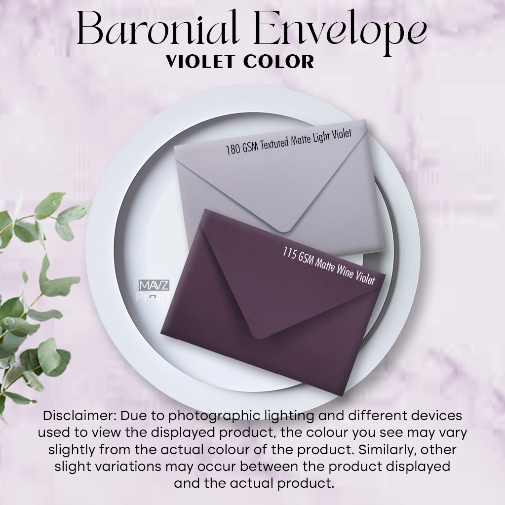 5R(5x7in) 4R(4x6in) Shades of Violet Envelope for Wedding Baptismal ...
