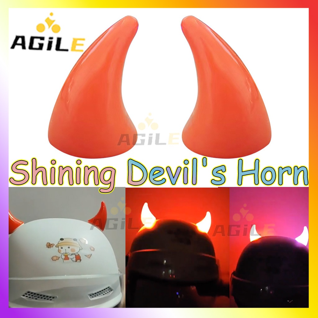 Glowing Motorcycle Helmet Decoration Devil's Horn Corner Cool Automatic ...