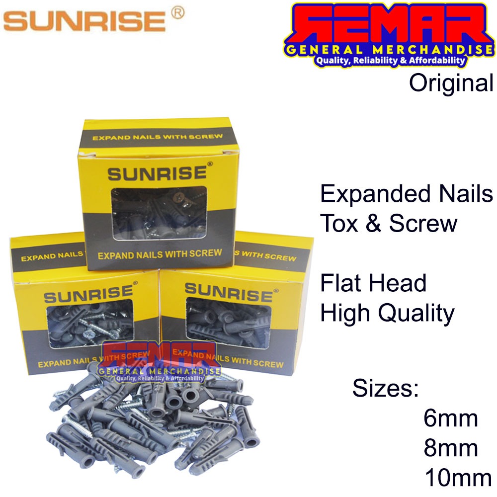 Sunrise Expanded Nails with Screw or Tox screw 1 pack (50 Pcs) Original ...