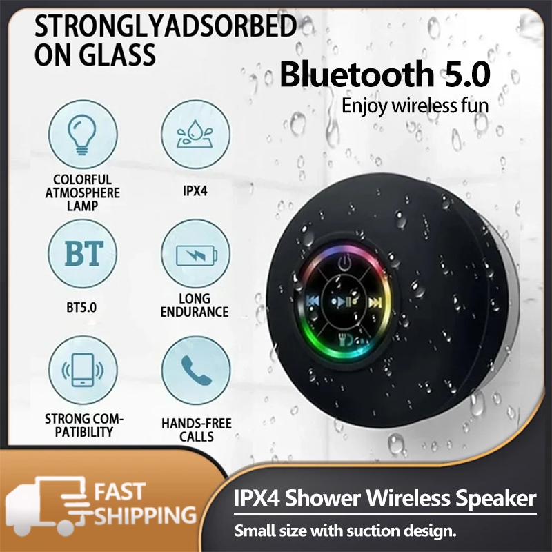 New Bathroom Waterproof Wireless LED Bluetooth Speaker Large Suction ...