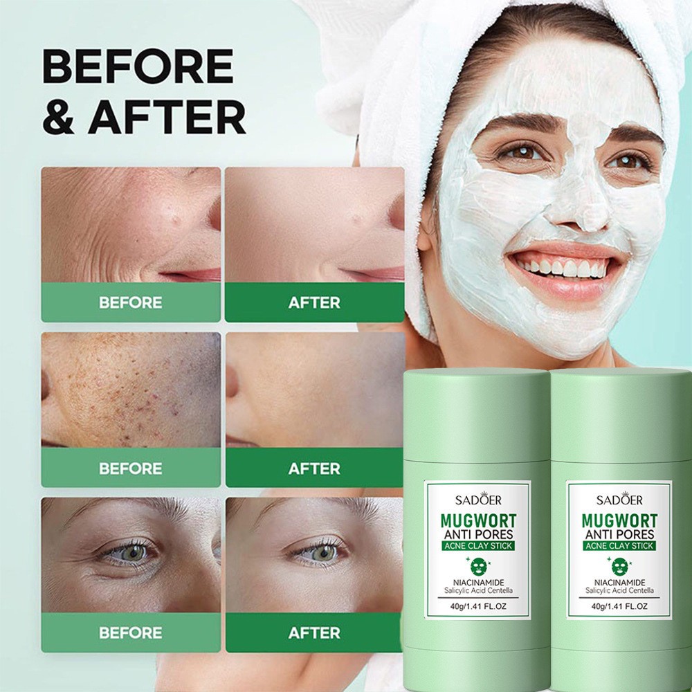 Mugwort Clay Mask Stick Skin Care Reduce Redness Swelling Pores and Acn ...