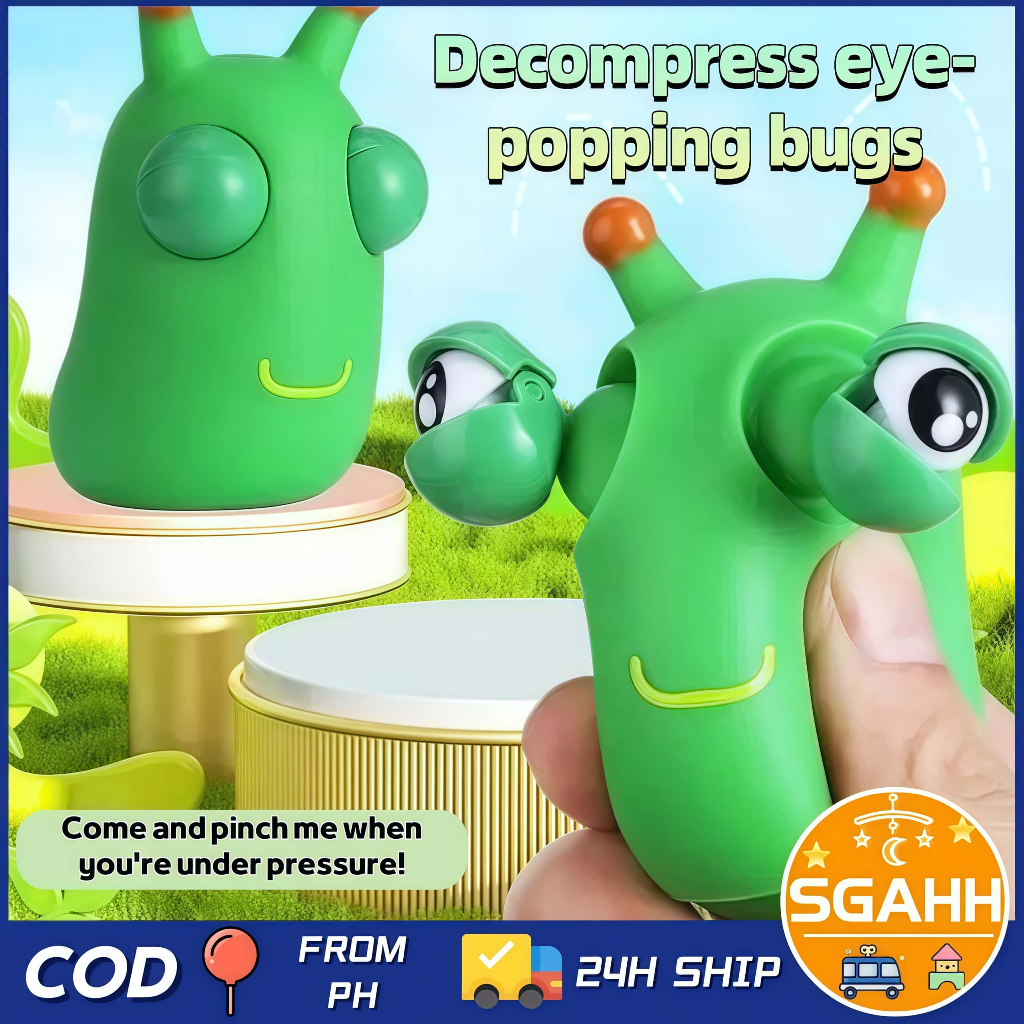 Fidget Squeeze Toy Eye Popping Grass Worm Funny Bouncing Cute Novelty ...