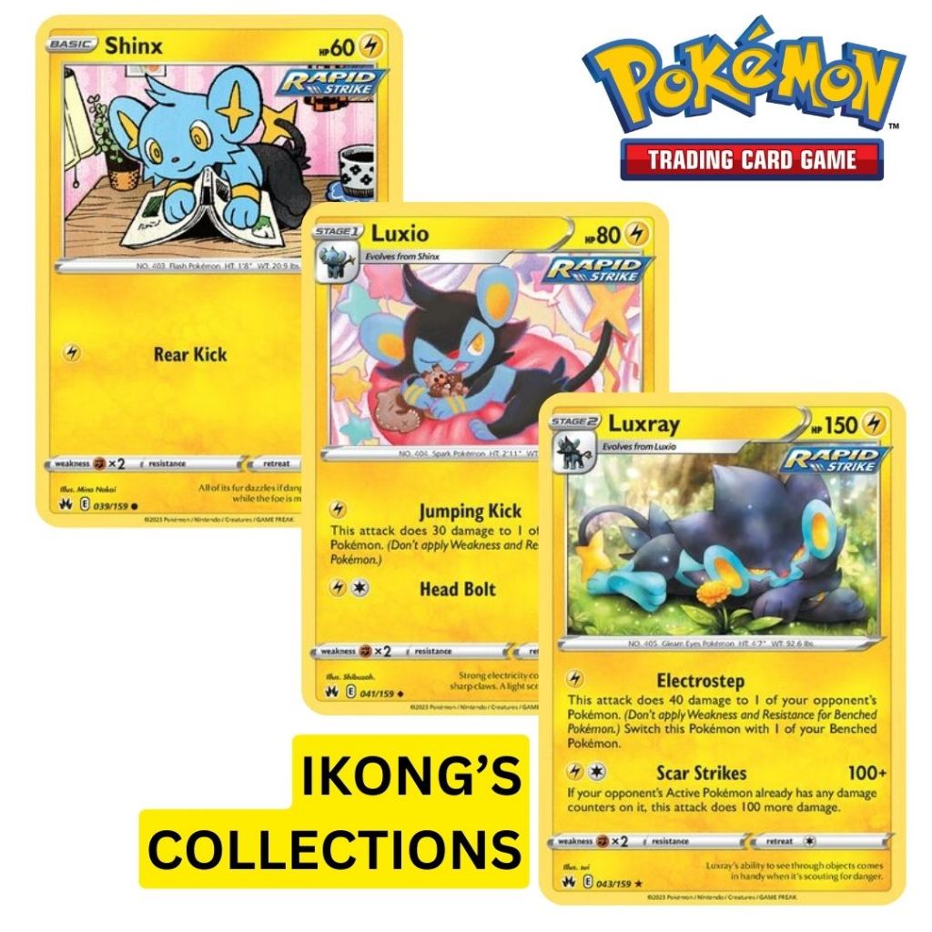 [SET rare non-holo] Shinx, Luxio, Luxray Evolution Rapid Strike from ...