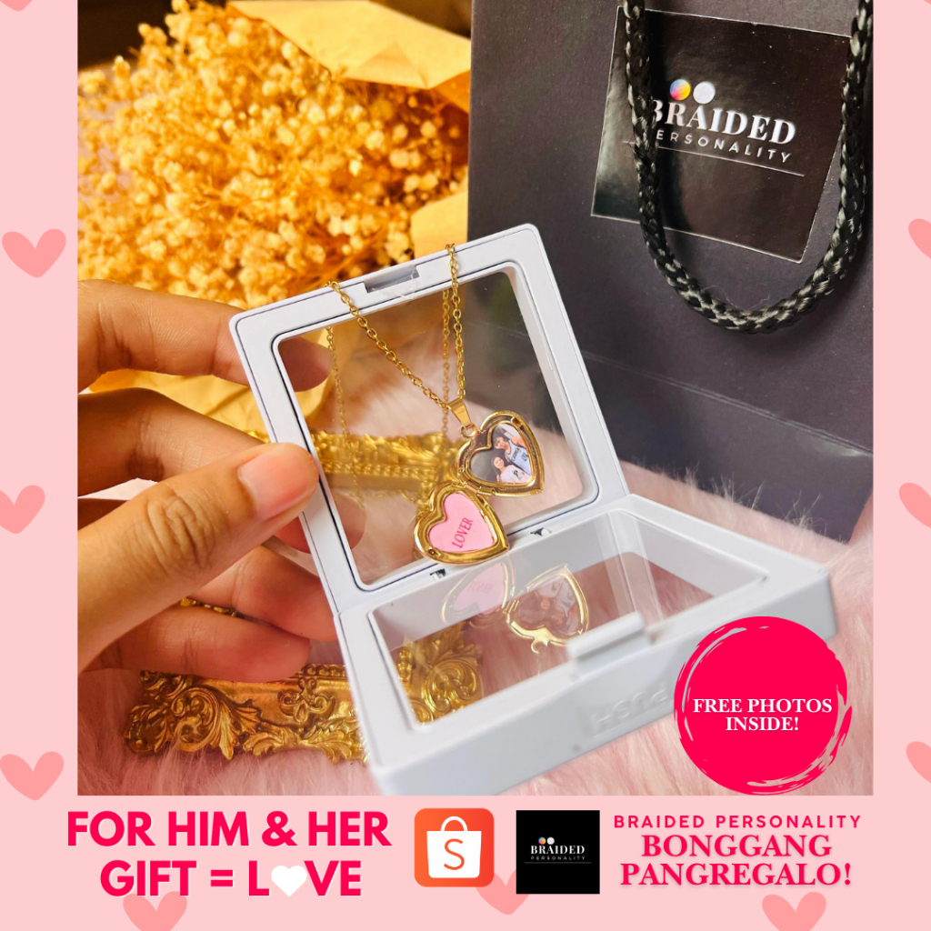 Braided Personality Gold Heart Photo Locket Necklace Stainless Steel ...