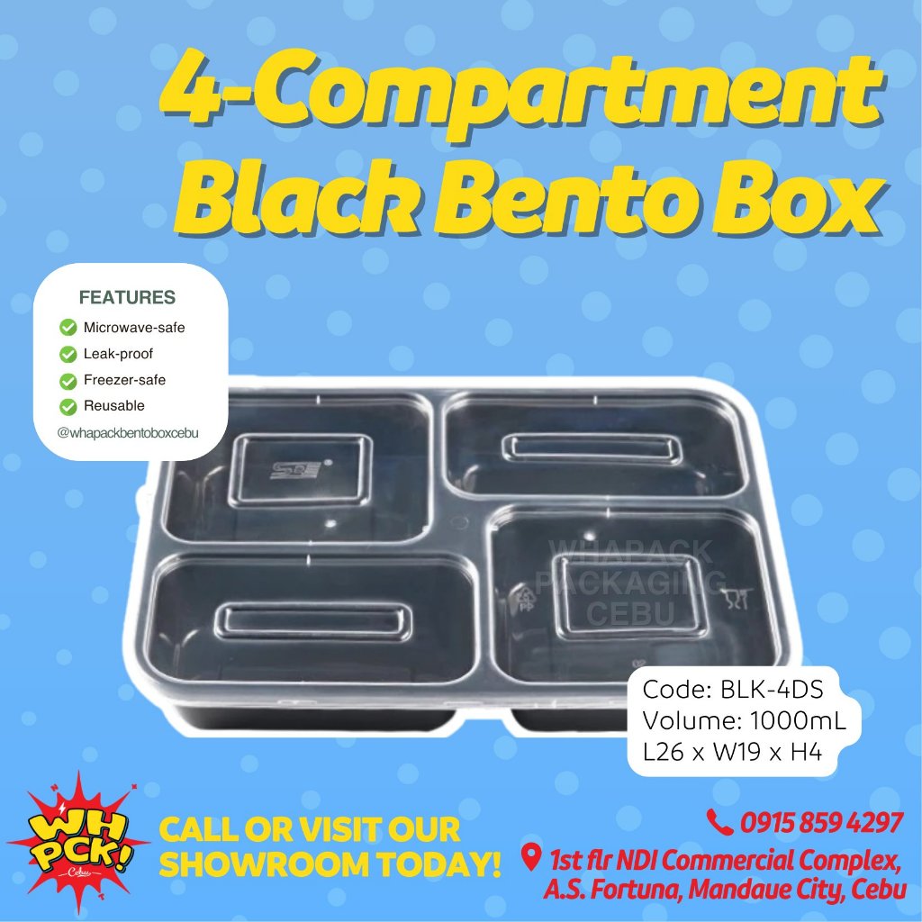 4 COMPARTMENT BLACK BENTO BOX (10 PCS) | Shopee Philippines