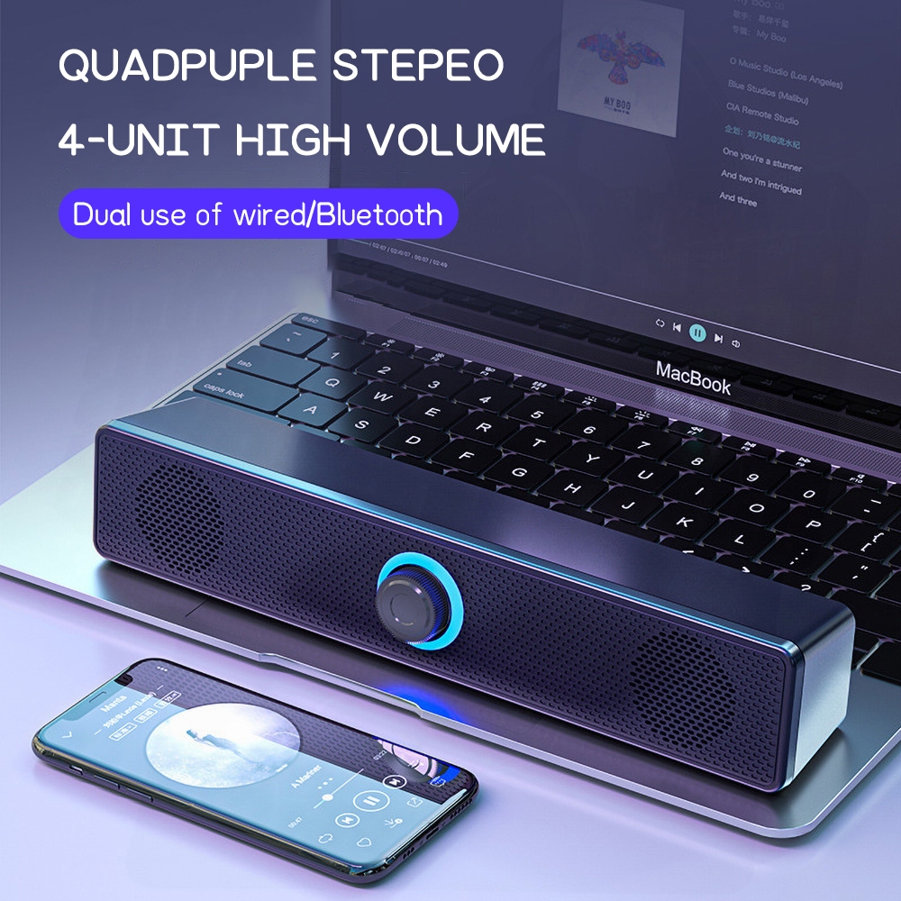 3.5MM Audio Computer Speaker Heavy Bass Noise Reduction Media Bluetooth ...