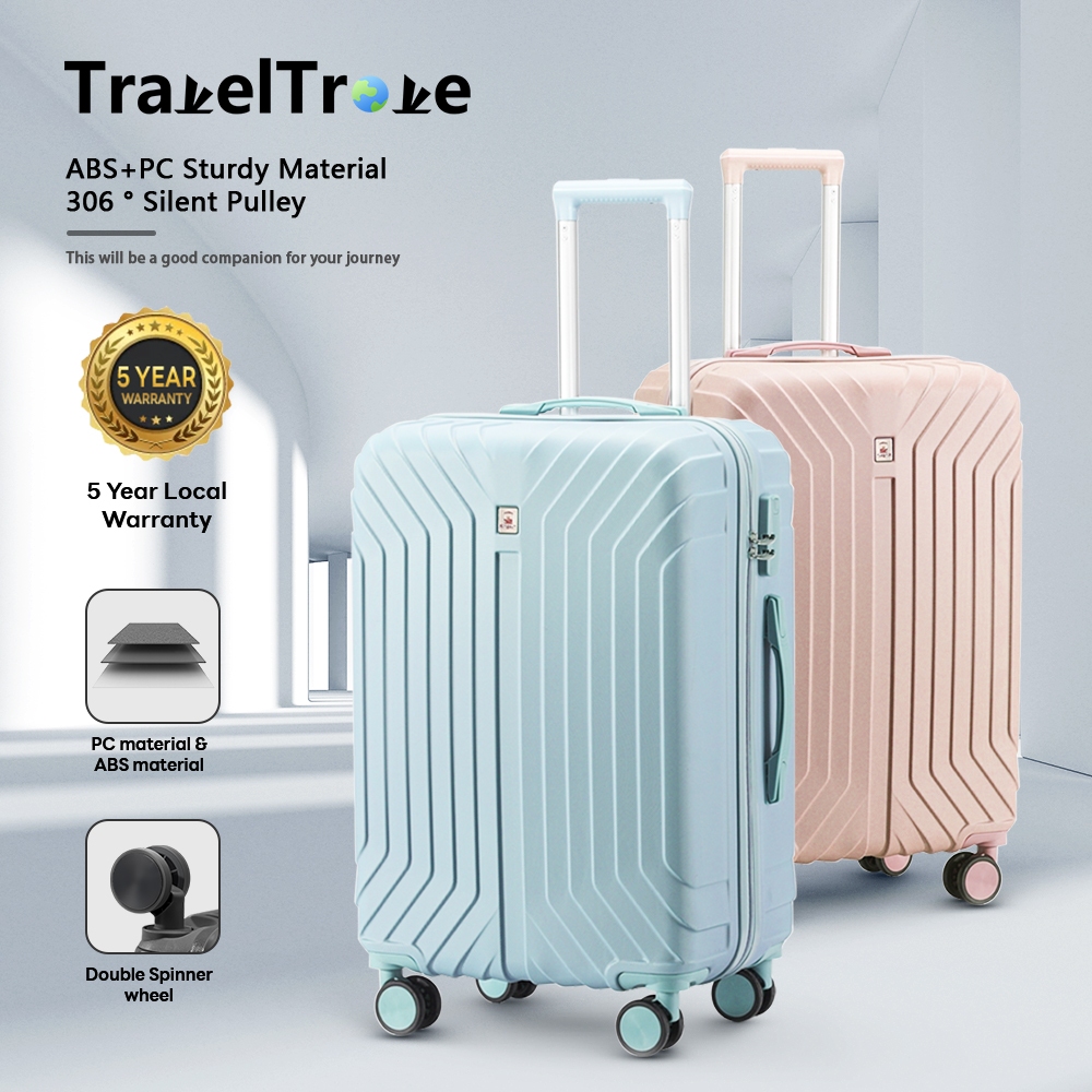 Traveltrove Travel Luggage Bag 18/20/24 Inch Size ABS+PC Plain Suitcase ...