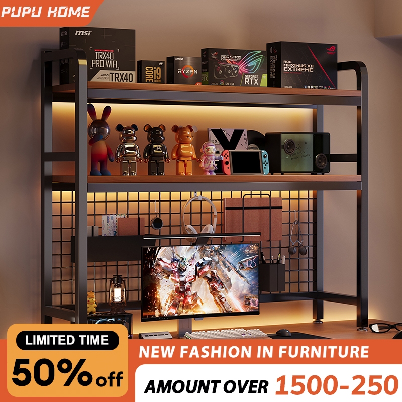 Desktop Rack With Grid Multi-Layer Tabletop Storage Study Desk ...