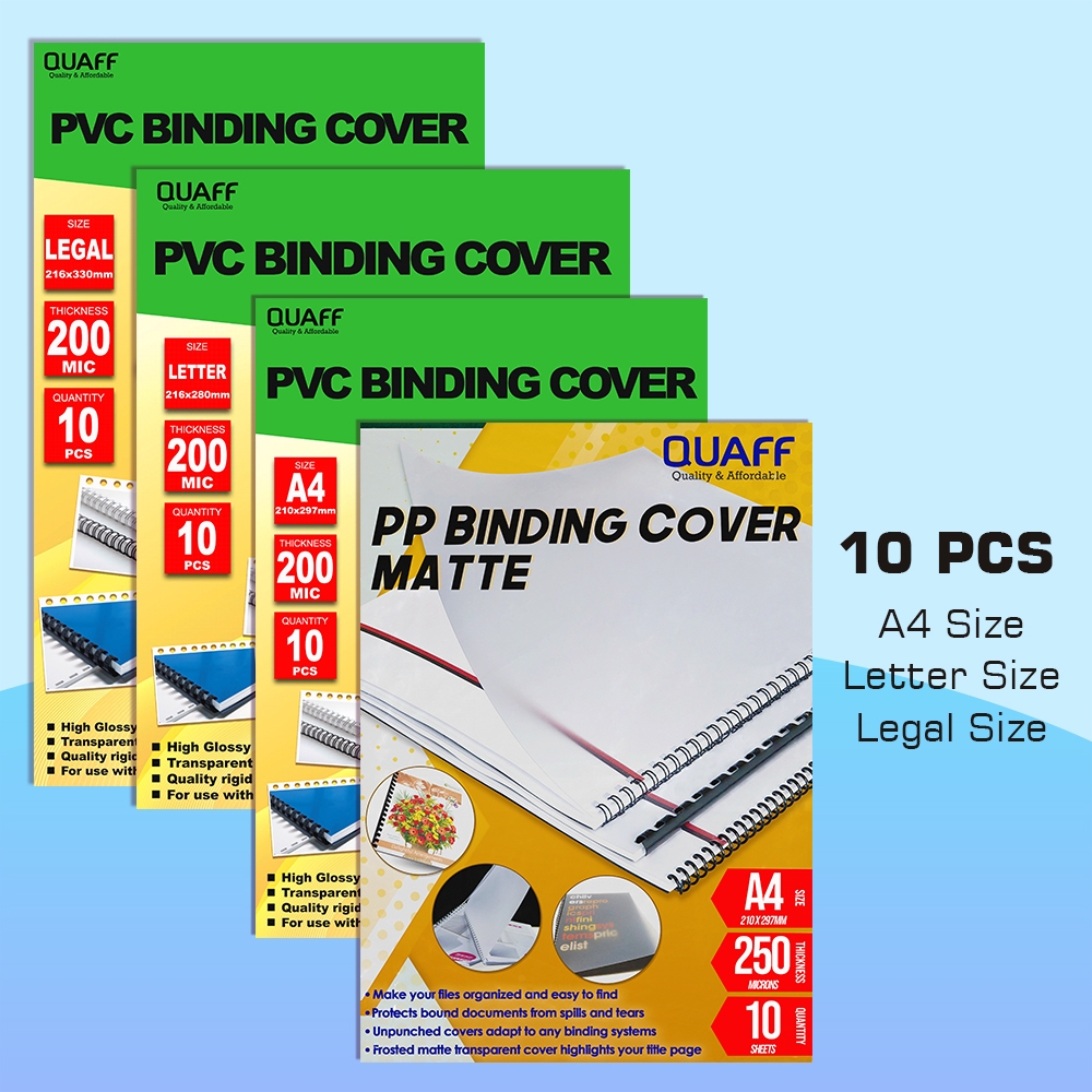 (10sheets) PVC Binding Cover Clear 200Micron & PP Frosted Matte Binding ...