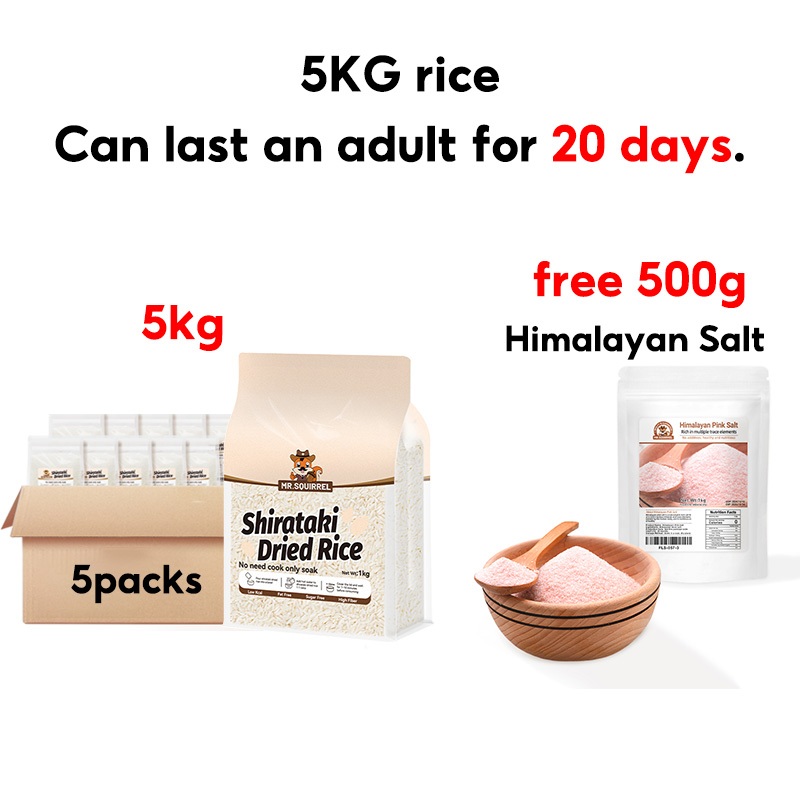 Mr.Squirre 5KG Organic Dried Shirataki Rice / Konjac Keto Low Carb ...