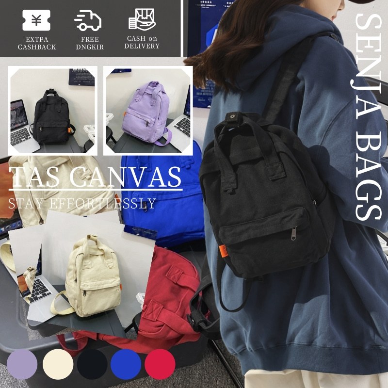 Backpack canvas knapsack mini import school bag aesthetic backpack