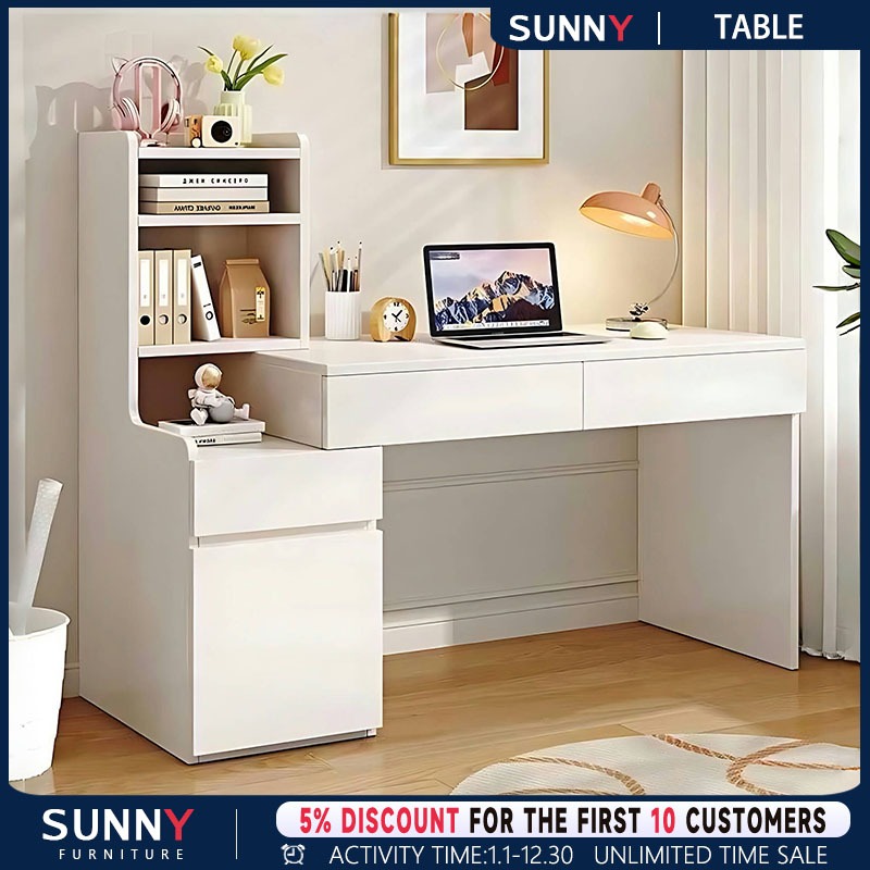 SUNNY Study Table With Drawer And Shelf Computer Desk Retractable Table ...