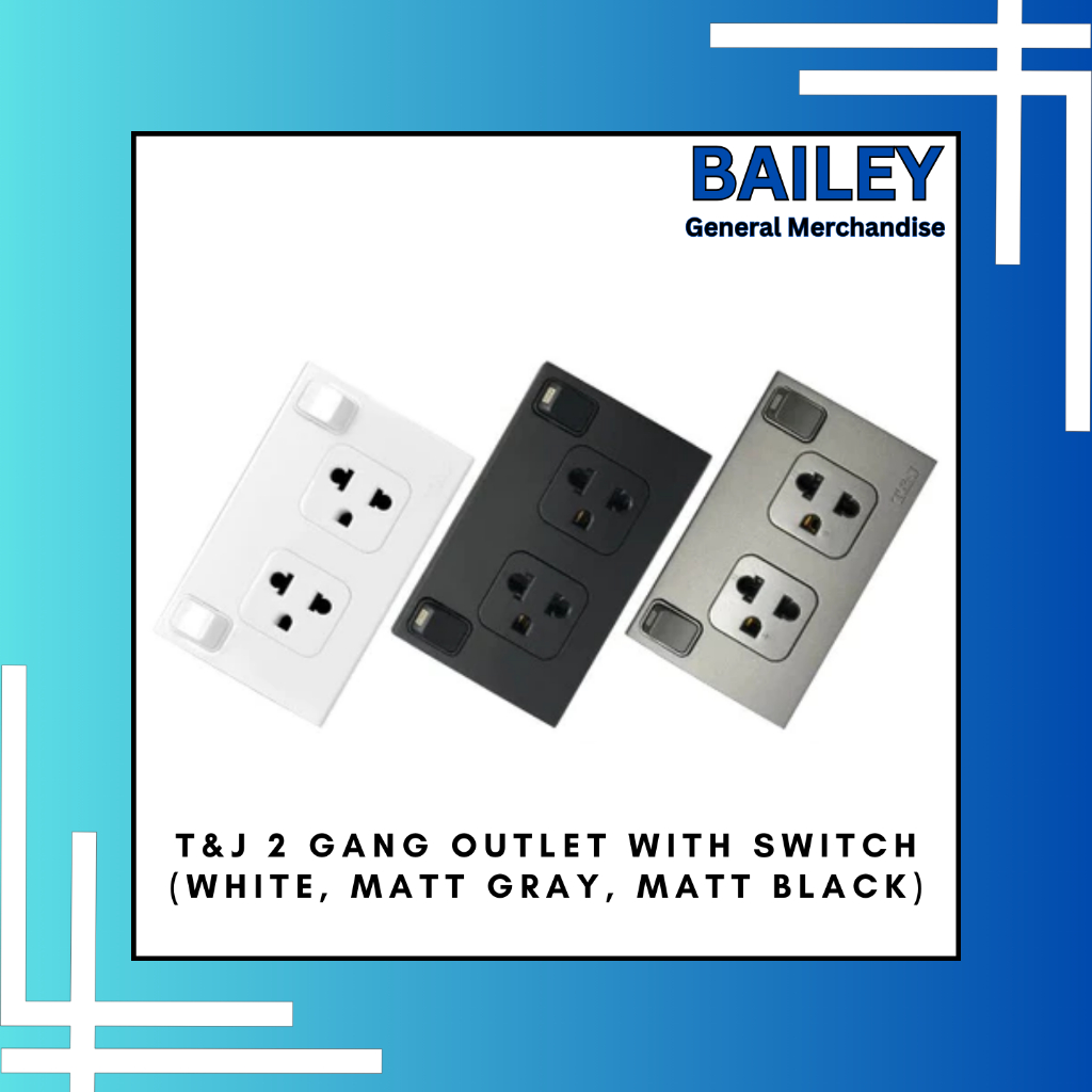 T&J 2 GANG UNIVERSAL OUTLET WITH SWITCH (bailey_genmerch) | Shopee ...