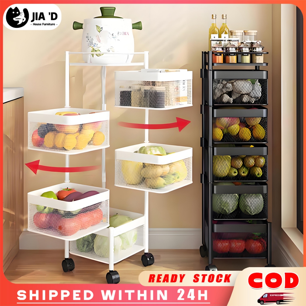 ⭐JD⭐Rotating Trolley Rack Kitchen Rack Spice Rack Rotating Rack Storage ...