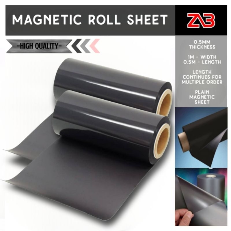 Plain Magnetic Roll Sheet 1m x 500mm x 0.5mm thickness (continues ...