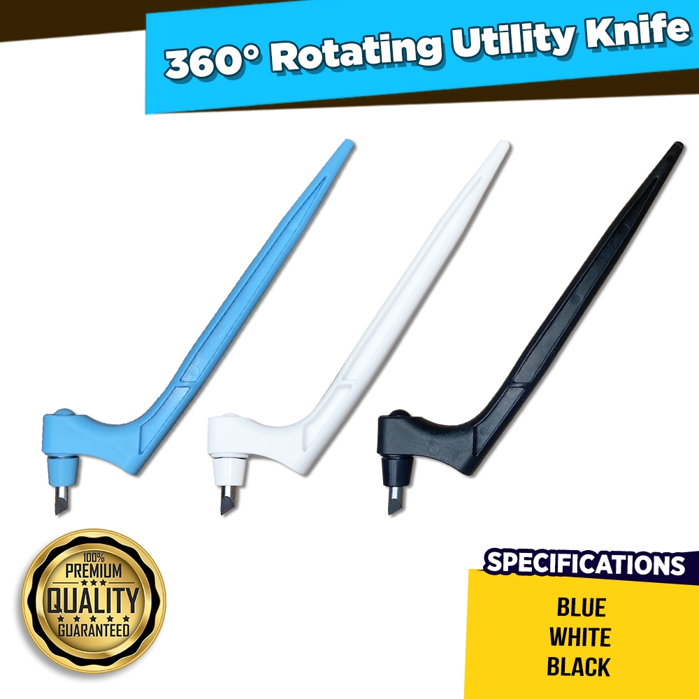 360°Rotating Utility Knife Black | Blue | White | Shopee Philippines