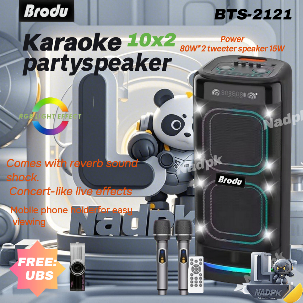 Brodu BTS-2121 160W Outdoor Boombox Lyric display Portability Wireless ...