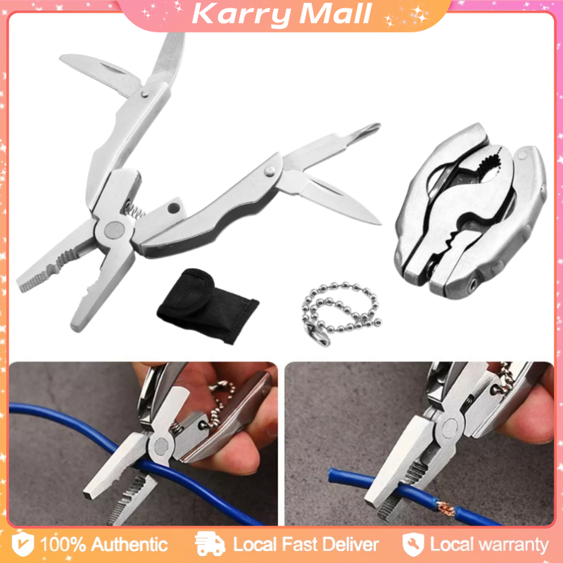 6in1 Mini Folding Multi-functional Plier Clamp Keychain Outdoor Hiking ...