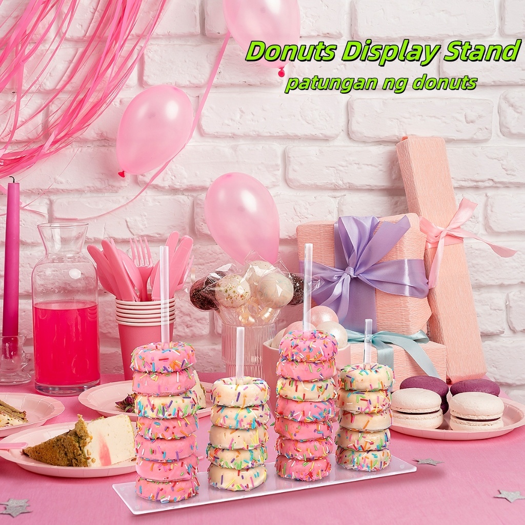 4 Rods Acrylic Donuts Display Stand Holder Candy Sweets Doughnut Rack ...