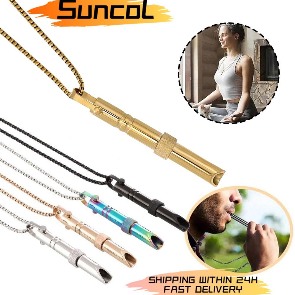 Anti Vaping Necklace Stress Relief Breathlace – Quit Smoking Mindfulness Breathing Aid, Gold