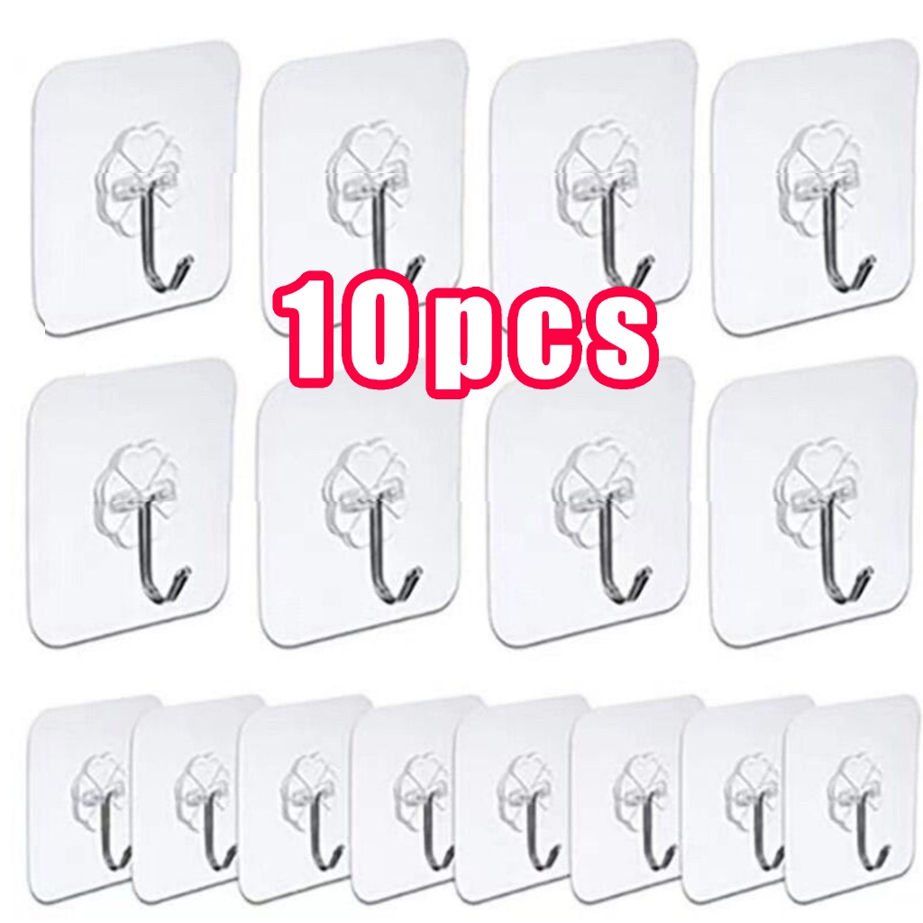 10PCS/20PCS Wall Hooks Screw Transparent Seamless Magic Hook Hook ...