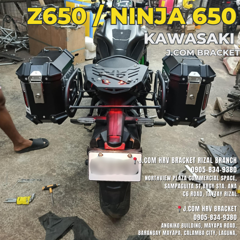 Kawasaki Z650 / Ninja 650 Bracket V2 J.COM HRV BRACKET AND SIDE PANNIER ...