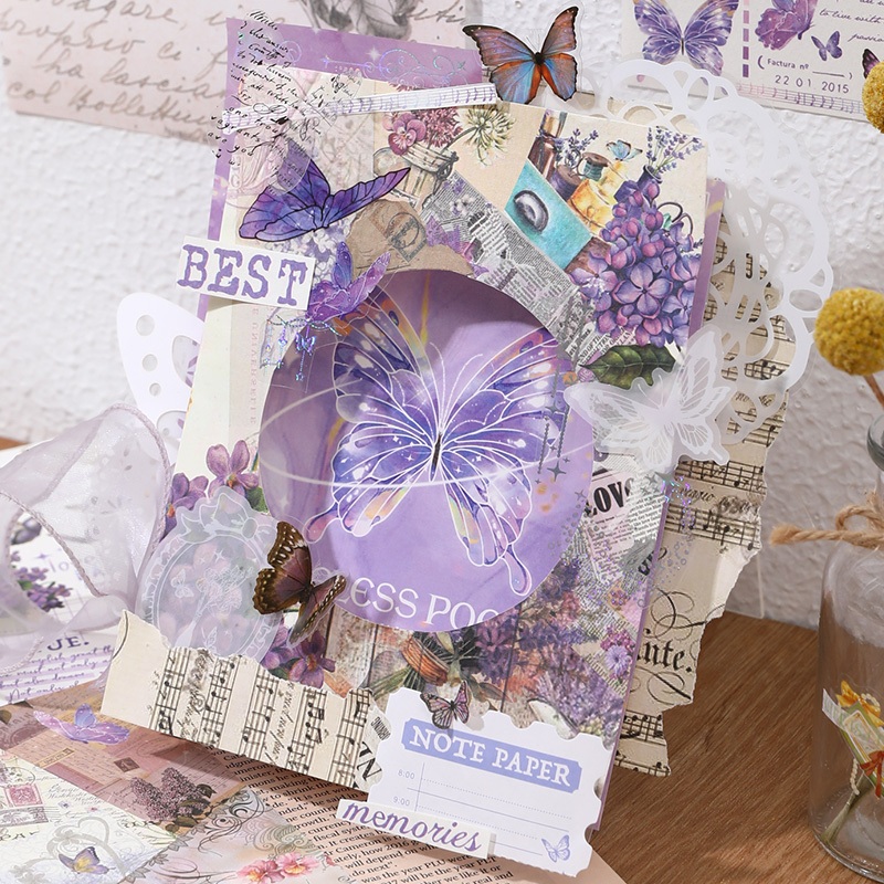 Art Butterfly Material Pack New Handbook Retro Sticker Background ...