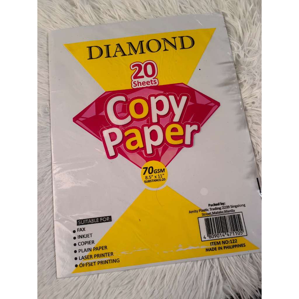 20 Pcs Diamond Hard Copy Bond Paper All Purpose | Shopee Philippines