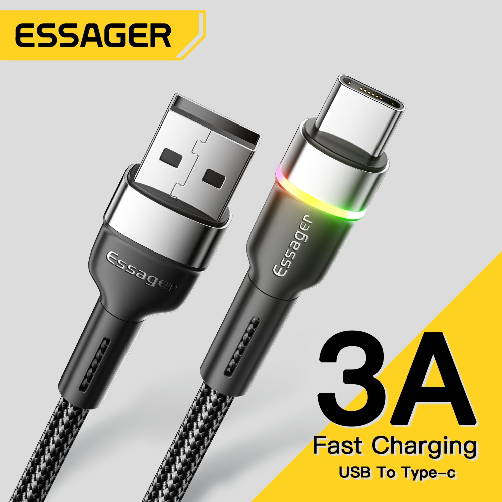Essager 3A Seven-color Light Data Cable USB-A TO Type-C Supports Huawei ...