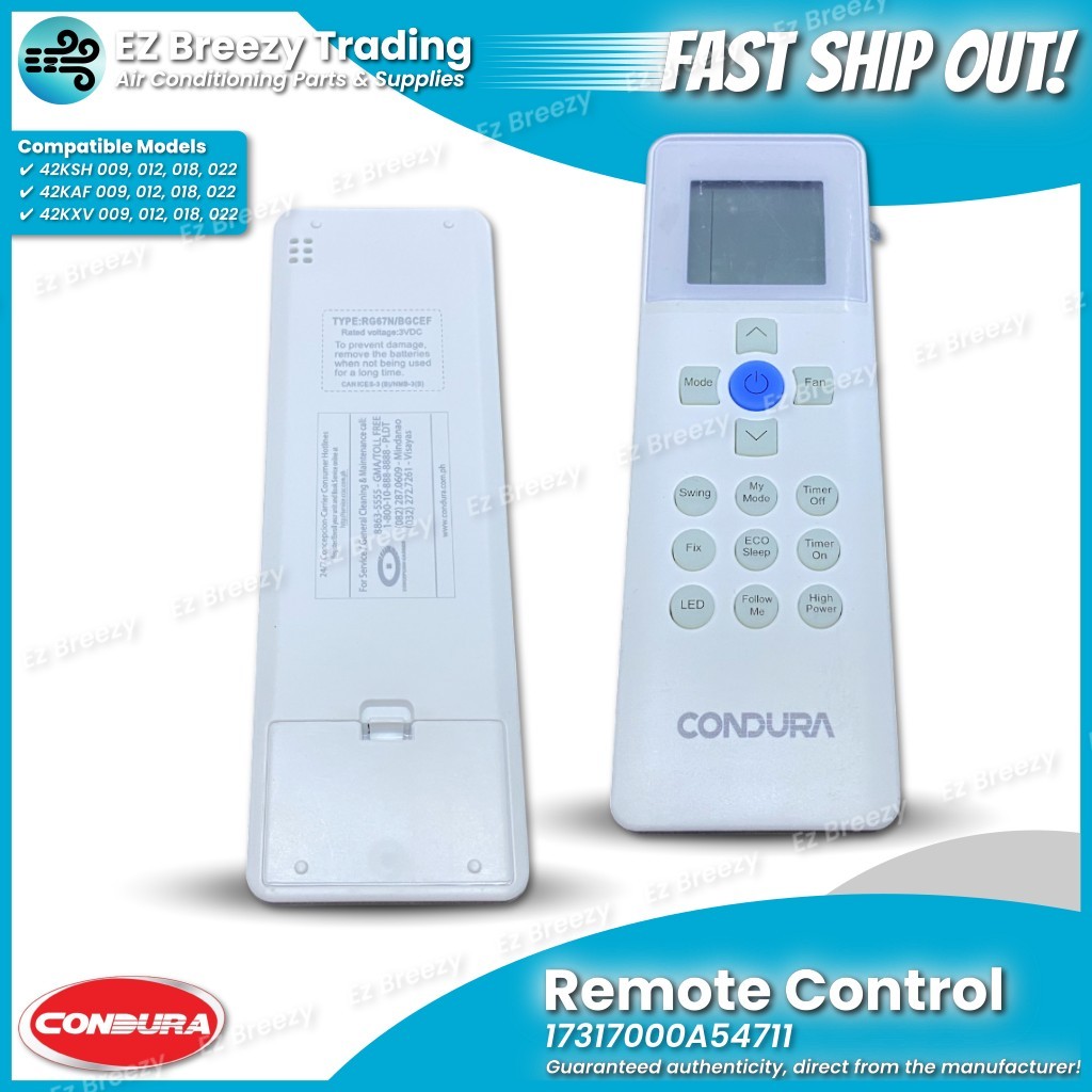 Remote Control 17317000A54711 for Split Type Fixed Speed & Inverter Air ...