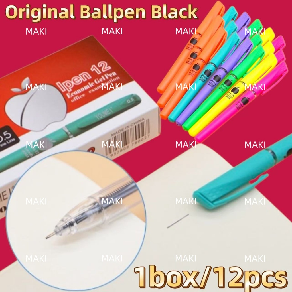 12Pcs/Box 0.5mm Black Gel Pen Apple pen School Office Supplie Ballpen 0 ...