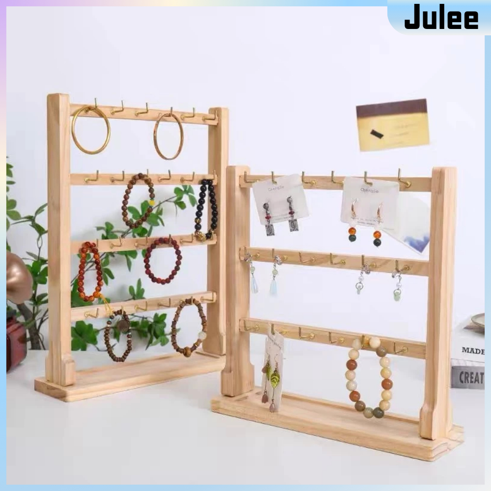 Desktop Solid Wood With Hook Jewelry Display Rack Trinkets Hanging Rack ...