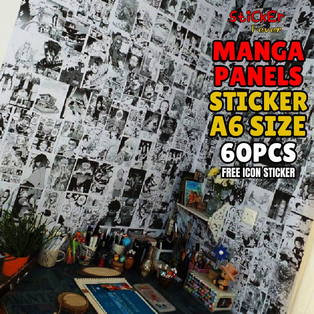 Manga Panels Sticker 60pcs Anime wall Art Sticker Design A6 Size ...