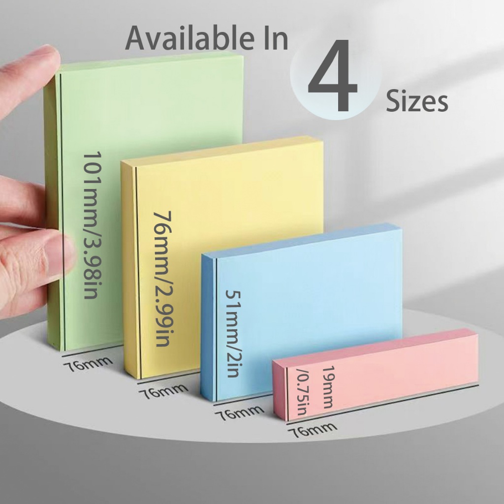 【Sulat Co..】300 Sheets Sticky Notes Colorful Thick Sticky Tape Office ...