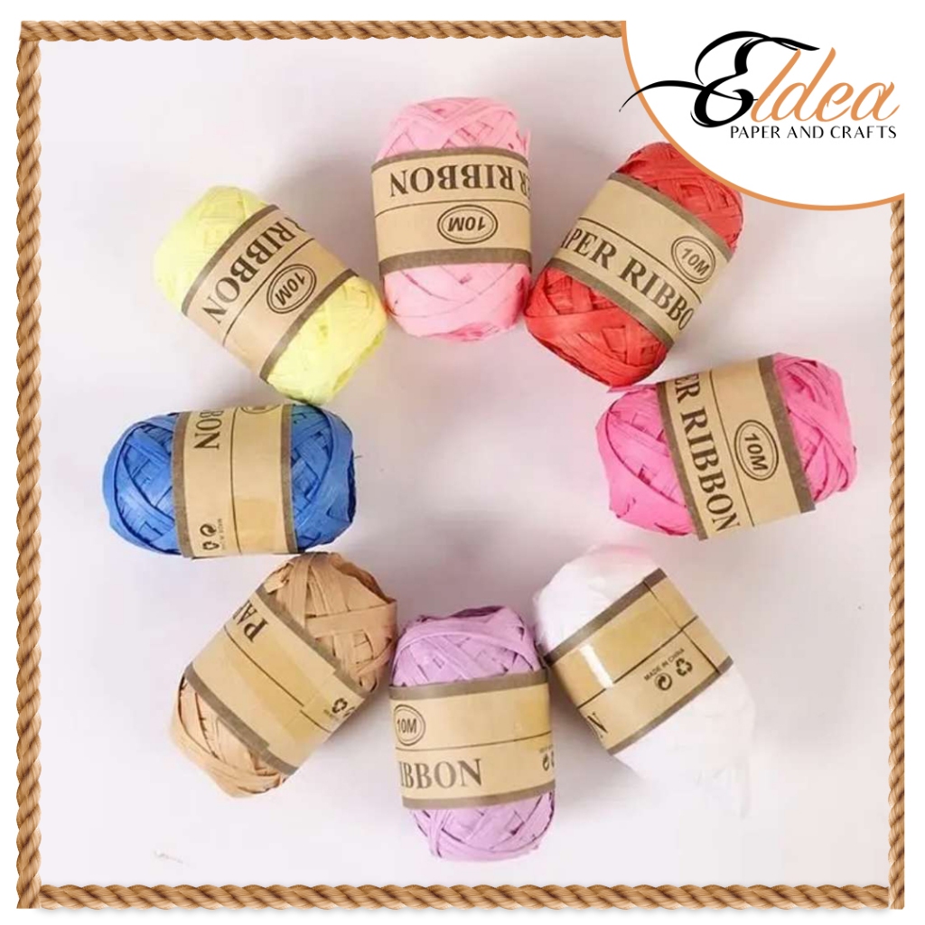 10meters Raffia Flat Ribbon Twine Strings Roll Packing Paper Twine Rope ...