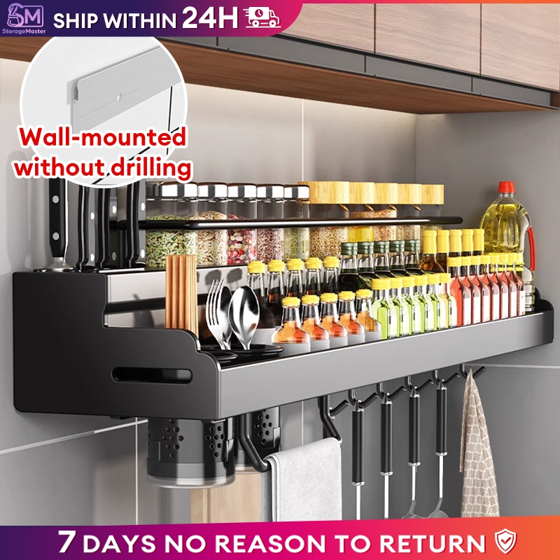 Wall-mounted Condiments Rack Seasoning Rack Kitchen Rack Spice Rack ...