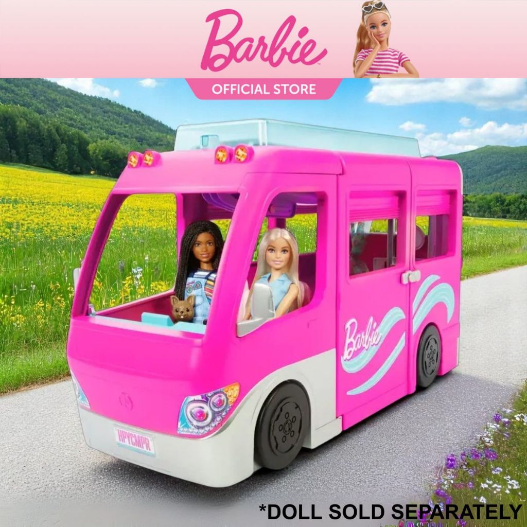 Barbie Dream Camper Vehicle Playset, Feet Tall with Rolling Wheels,  Play Areas,