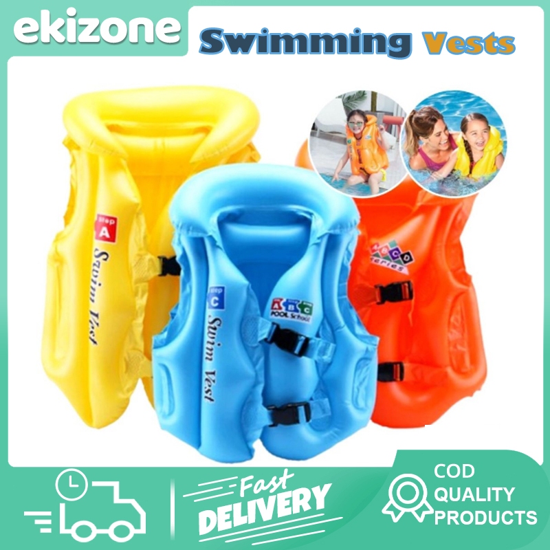 Kids Swimming Life Vest Jacket Inflatable Floatable Swim Pool Water ...