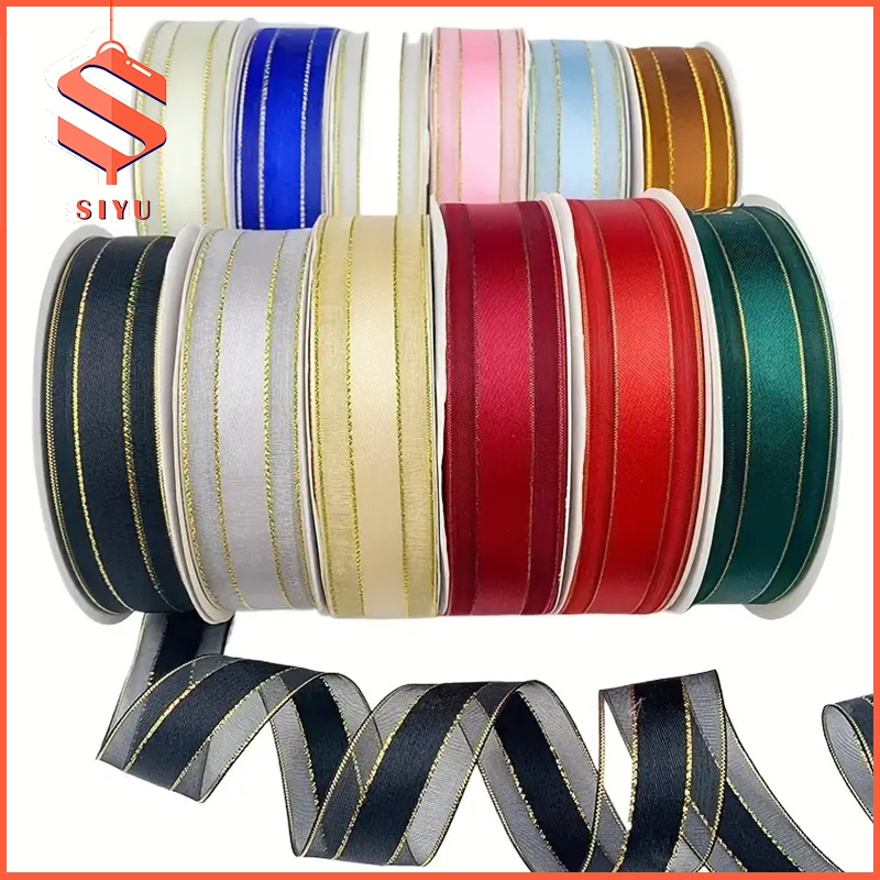 45 yards丨Gold Edge Gift Ribbon Celebration Wedding Decoration Packaging ...