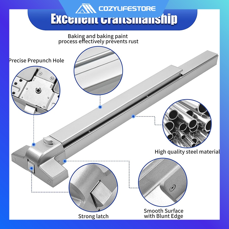 65CM/100CM Stainless Steel Security Escape Fire Rated Push Type Rim ...