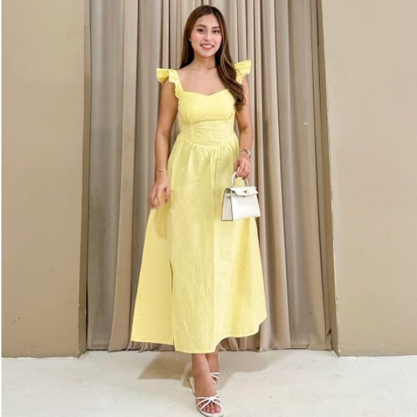 Rihanna Maxi Dress W/ Slit Elegant Cotton Linen Fabric Casual Womenswear |  Shopee Philippines